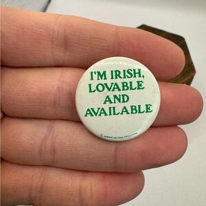 Vintage 1982 St Patrick’s Day Irish pin back button Irish lovable available